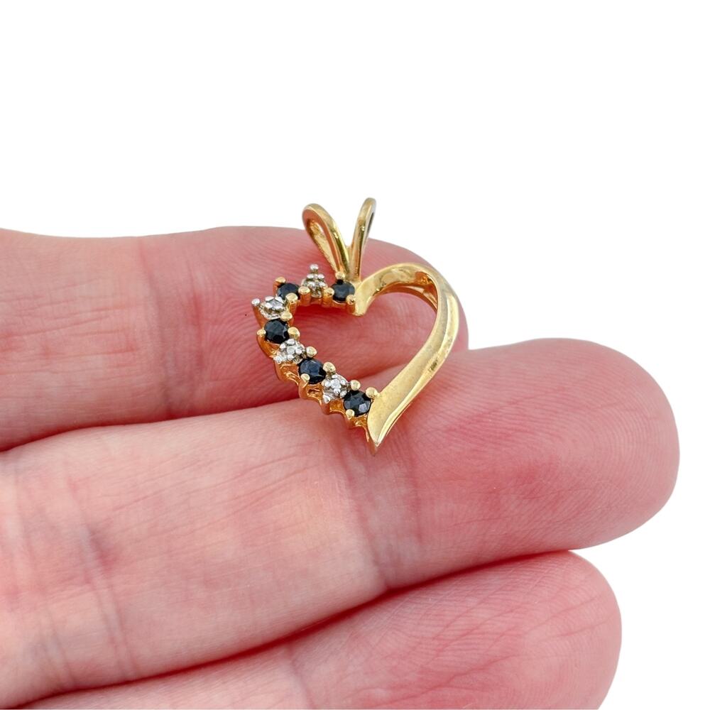 Vintage Ross Simons Gold-Tone Sterling Silver 925 Sapphire Heart Pendant